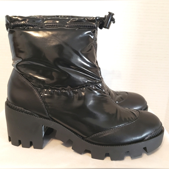 Schutz Joseane Boots in Shiny Black Nylon Size 7B - Picture 4 of 15